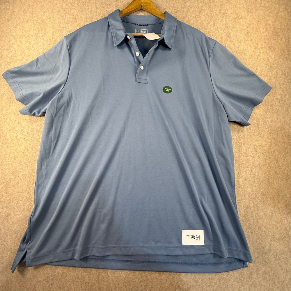 NWT LL Bean Mens XXL Regular Polo Shirt Blue Short Sleeve Slightly Fitted